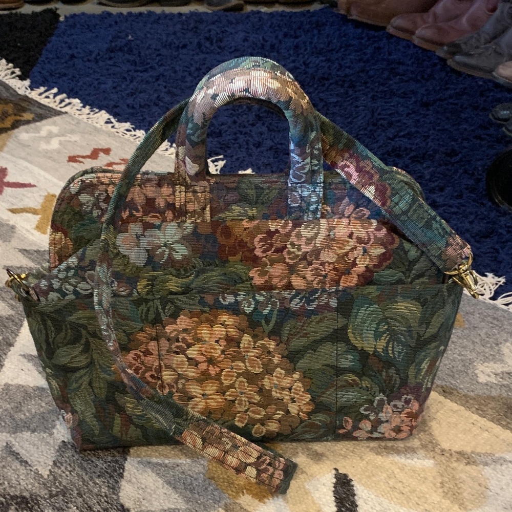 Vintage Floral Tapestry Shoulder Bag - Multicolor